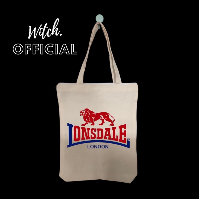 TOTE BAG LONSDALE LONDON- TOTE BAG CASUAL AESTHETIC TEE VINTAGE - RESLETING CREAM PRIA WANITA TAS SE