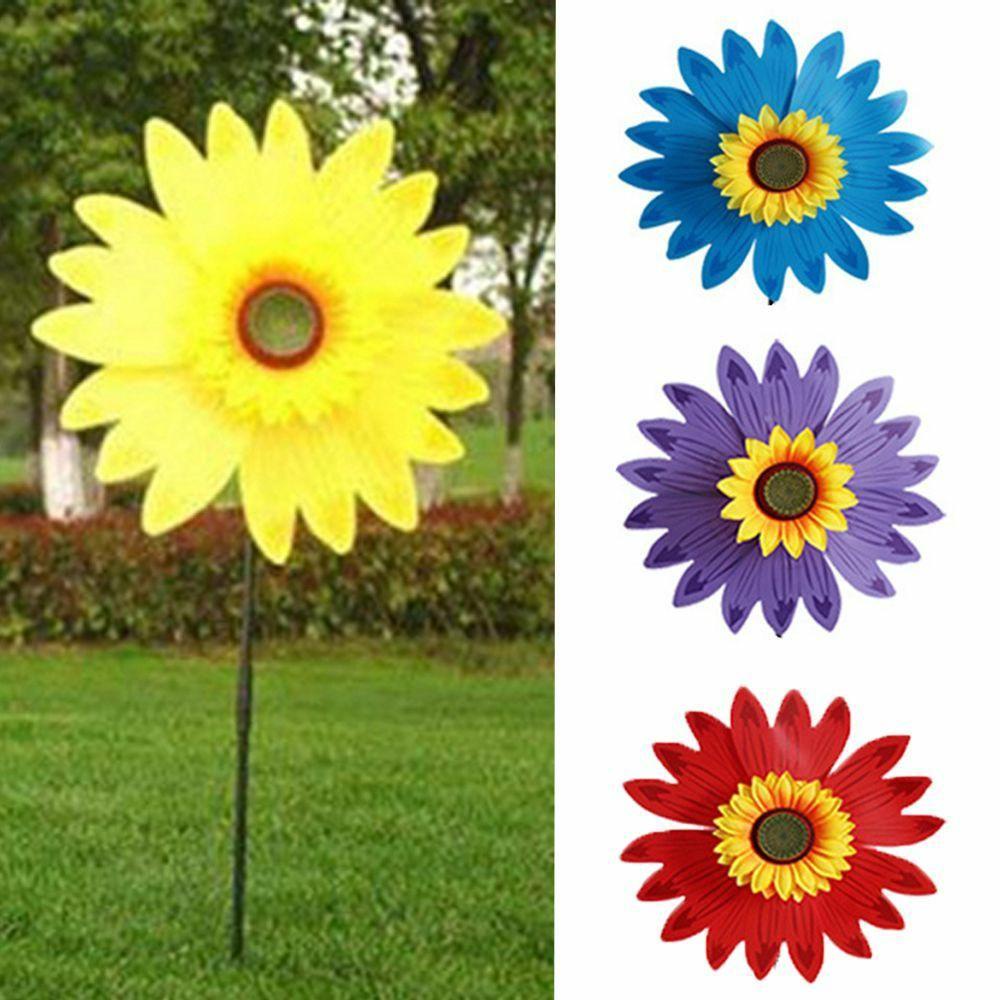 Rebuy Sunflower Windmill Eye-catching Colorful Garden Mainan Anak Rumput Angin Spinner