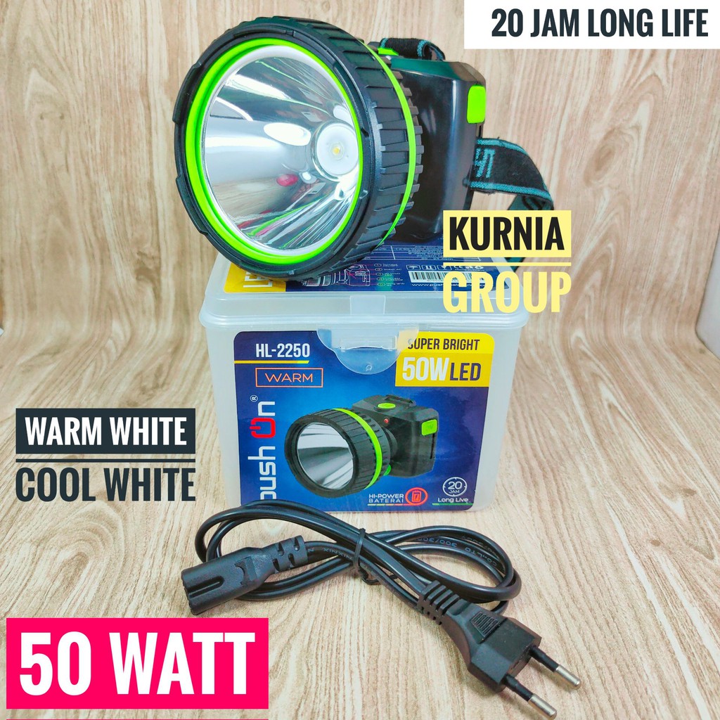 SENTER KEPALA 50W HEAD LAMP PUSH ON SUPER JOSS TERANG NYA CAS HEADLAMP BELOR BERBURU BESAR HL-2250