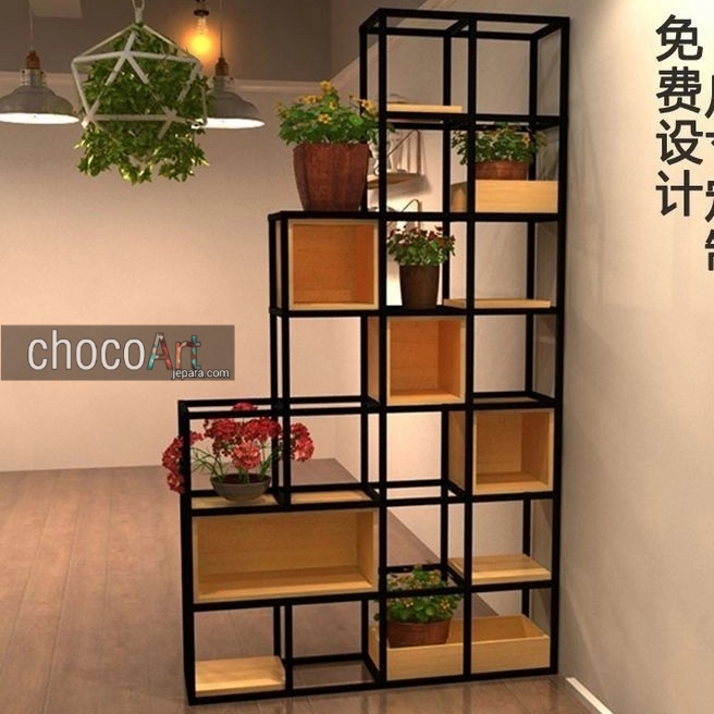 partisi penyekat ruangan minimalis besi kombinasi kayu jati solid by chocoart jepara custom terbaru
