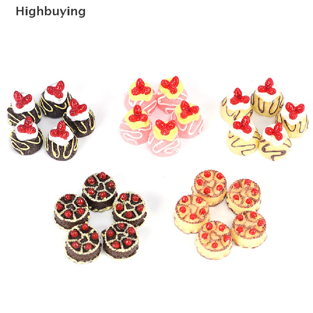 Hbid 5pcs / Set Mainan Miniatur Kue Krim Imitasi Bahan Resin Untuk Dekorasi / Kerajinan Tangan DIY Glory