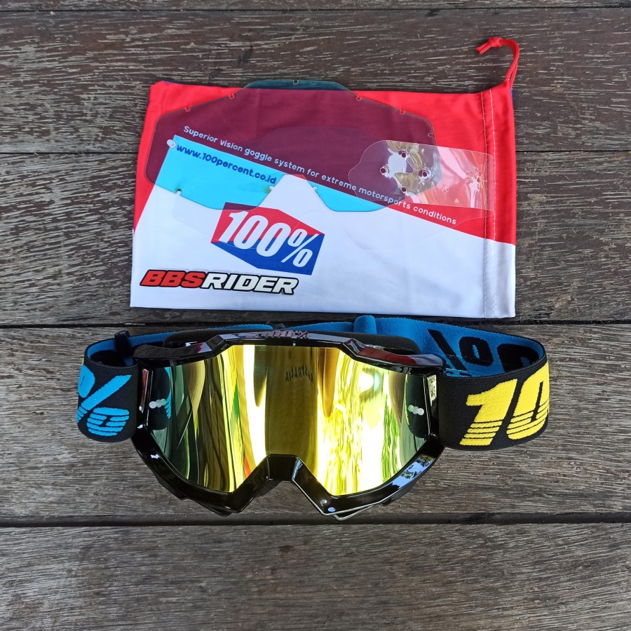 Kacamata / Goggle 100% Accelera Hitam gold Lisensi Resmi Indonesia