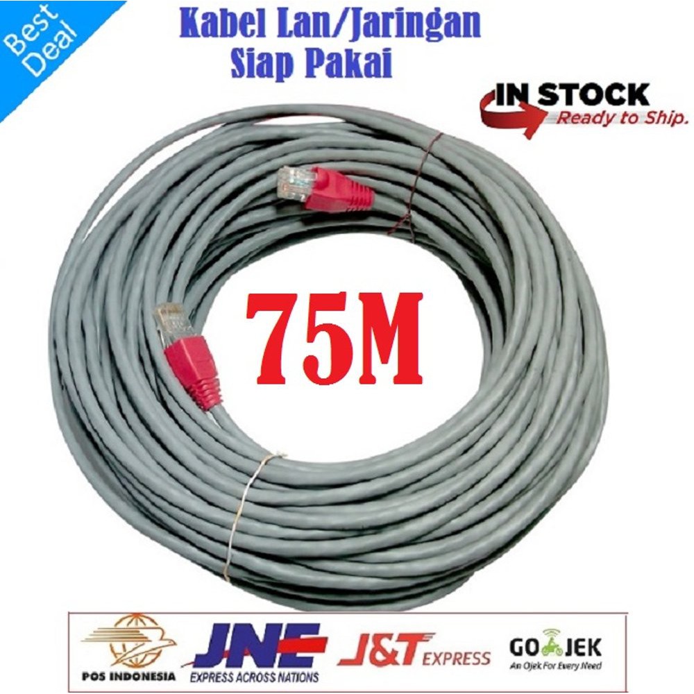 Kabel LAN 75M UTP CAT5e -Rj45 - Plugboot Siap Pakai 75 Meter