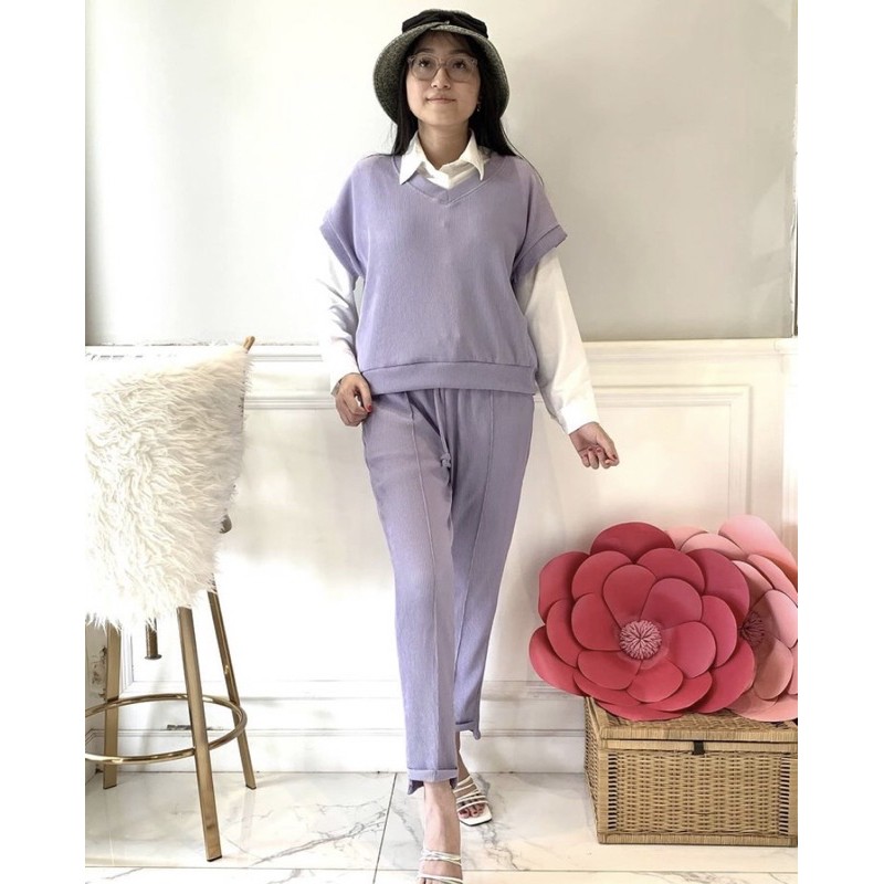 KOREAN SET DAPAT ATASAN MODEL VEST + PANTS | SET SUPER BESTSELLER | SETELAN TERMURAH