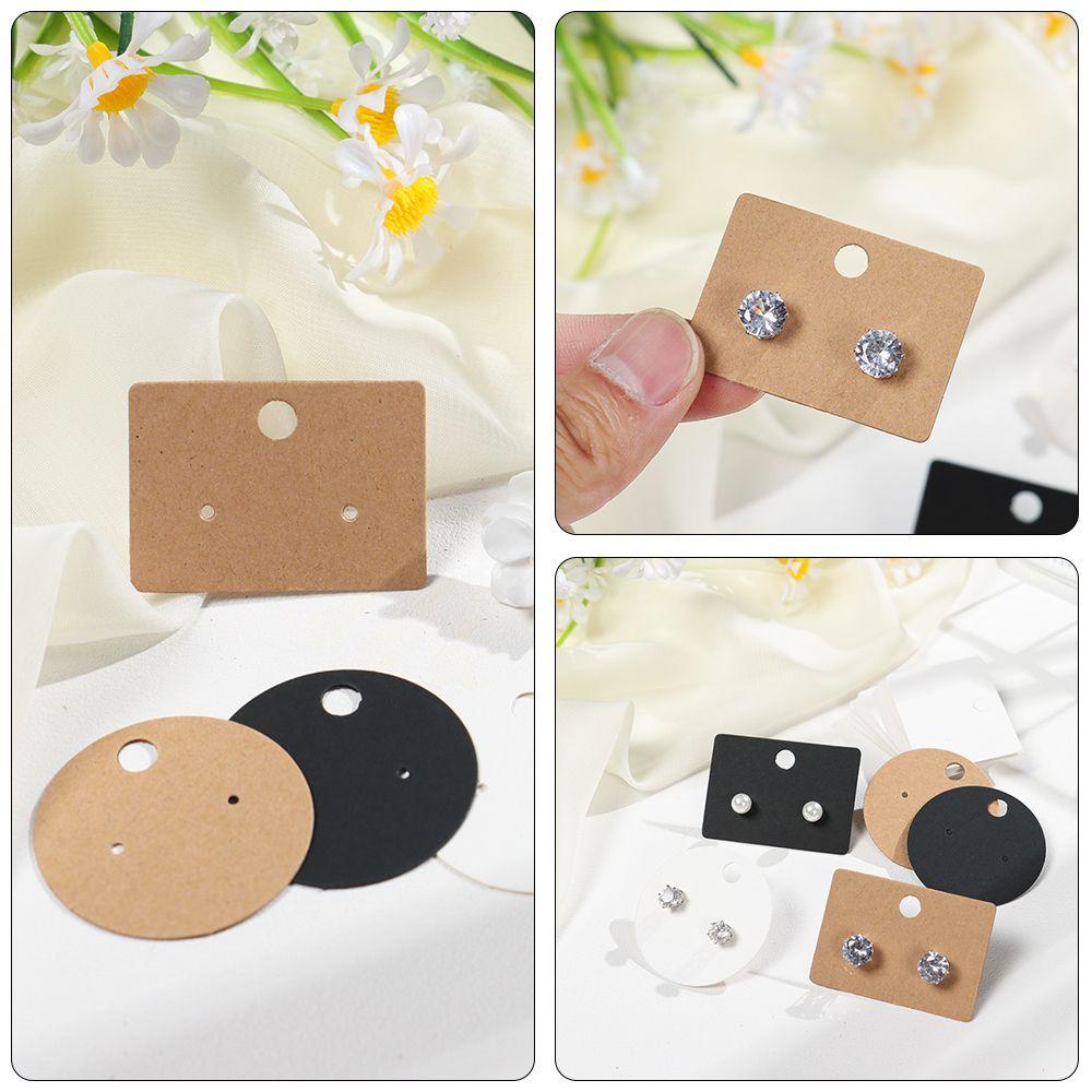 Lily 100pcs Kartu Pajangan Anting Hitam Display Anting Kertas Kraft Persegi Diameter 4.5cm