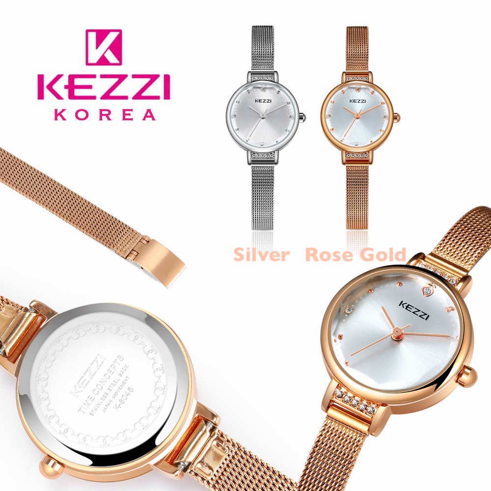 Kezzi Korea 8046 Silver - Jam Tangan Fashion Wanita - Model Analog