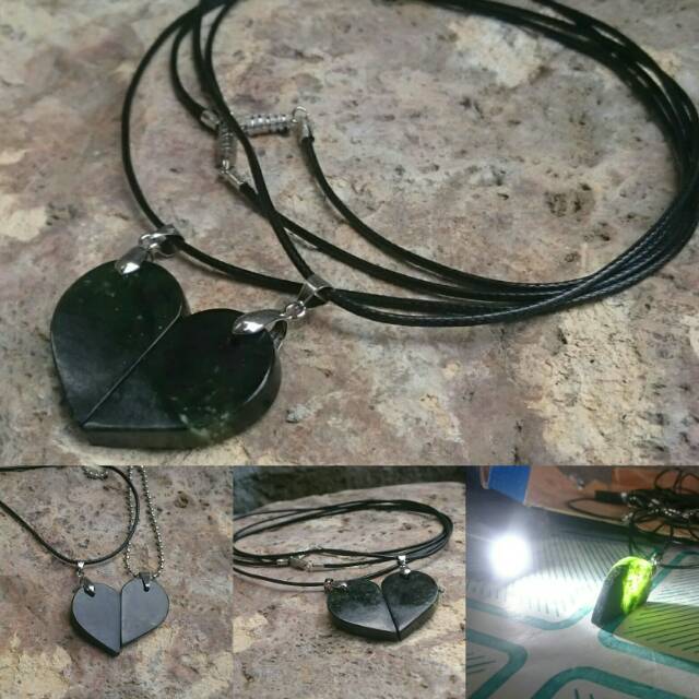 Kalung Liontin Couple Love Giok Black Jade Aceh Terapi AAA Quality