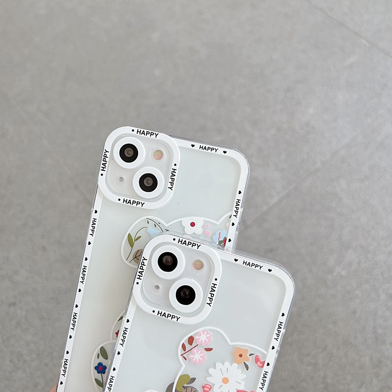 Bunga Beruang Soft Case iPhone 6 6S 7 8 Plus X XR XS Max 11 12 13 Pro Max SE 2020 VIVO Y11 Y12i Y15 Y17 Y20S Y12S Y20i Y50 Y30i V9 Y21S Y21A Y21T Y21E Y33S Y15S Y93 Y91C Y95 Y15S V9 Case