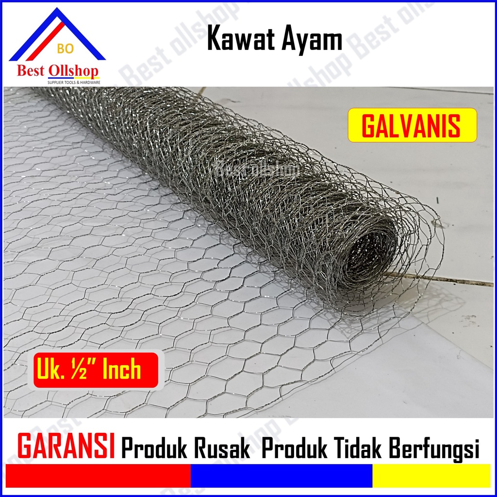 Kawat Ayam Galvanized / Chicken Wire Mesh 1/2&quot; Inch 1 Roll Kawat Loket Cor