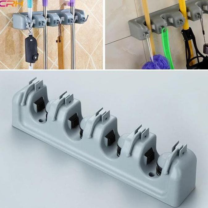 Gantungan Sapu Alat Pel Dengan Hook 4 Slot - BROOM HOLDER