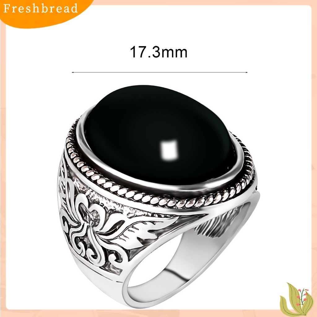 【Fresh】❀Men Vintage Artificial Gem Finger Ring Carving Band Jewelry Party Banquet Gift