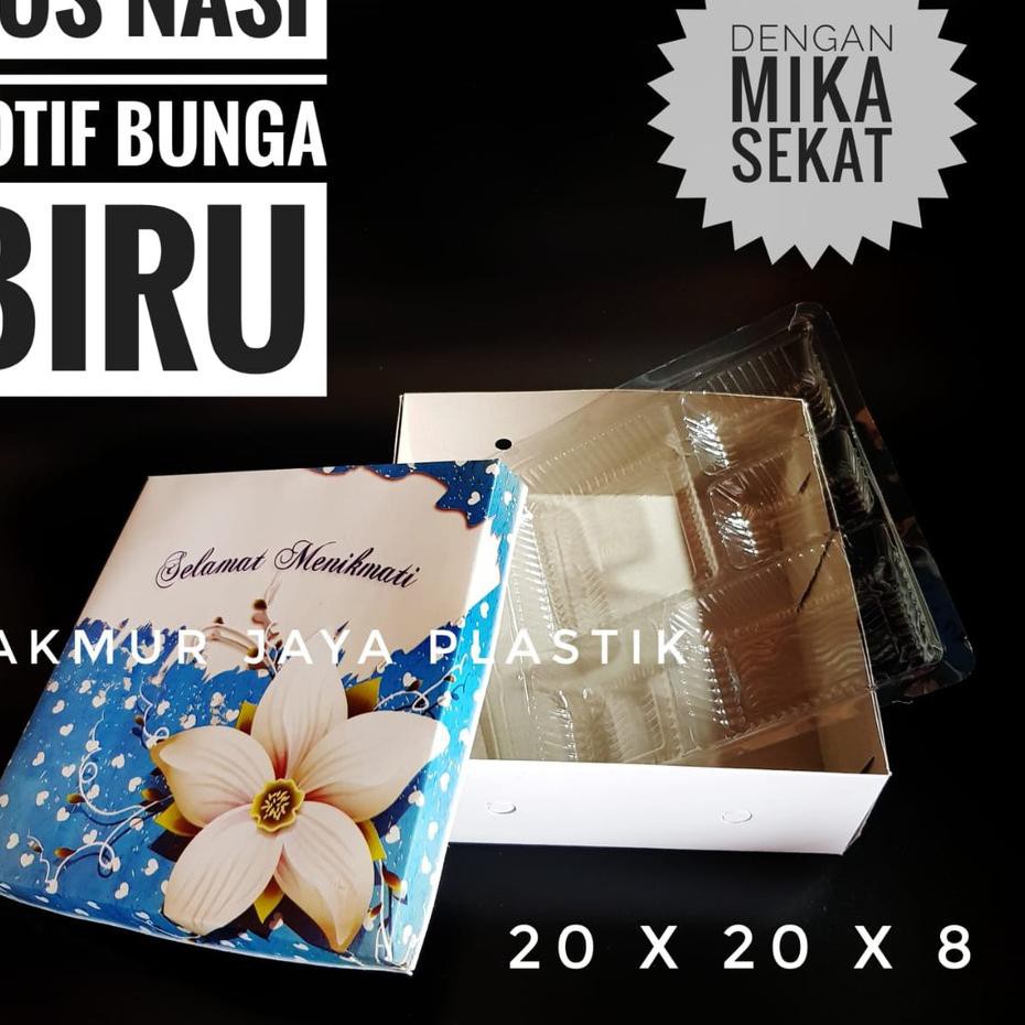 

BEST SELLER [ DUS NASI 20 MOTIF + 50 PC ] DUS BOX NASI MOTIF UKURAN 20 X 20 DENGAN MIKA SEKAT DALAM
