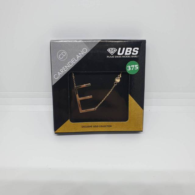 Kalung Emas 375 Alpha Beta Milea UBS Carendelano Huruf E