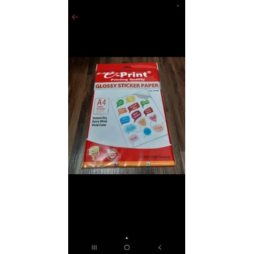 Kertas Stiker E-print/pcs glosy A4 tahan air kualitas bagus