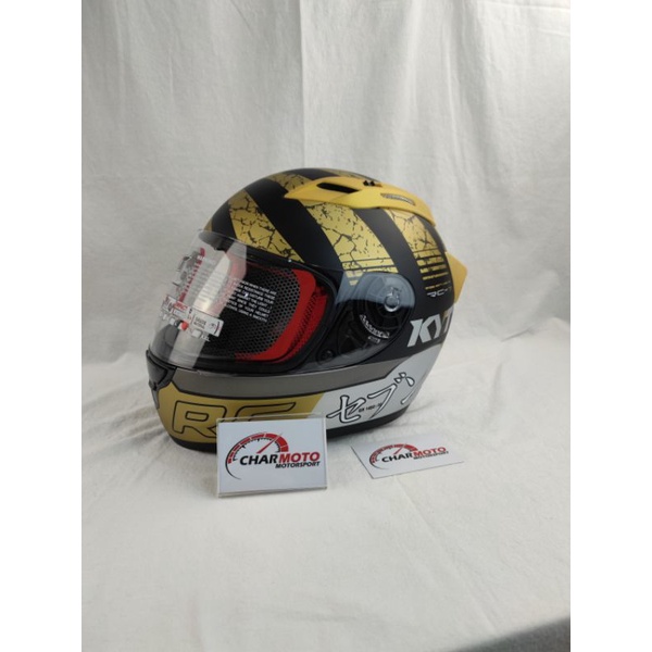 Helm KYT RC Seven #17 / Helm KYT RC7 Original Black Doff-Gold