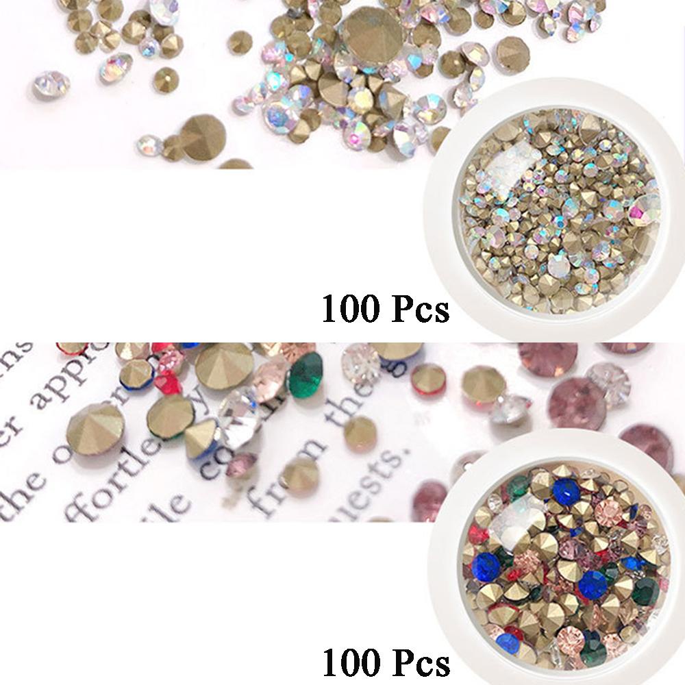 Agustina Nail Art Rhinestones Warna-Warni Ukuran Campur Manik-Manik Berlian Kuku Permata Mengkilap Berbagai Aksesoris Manicure
