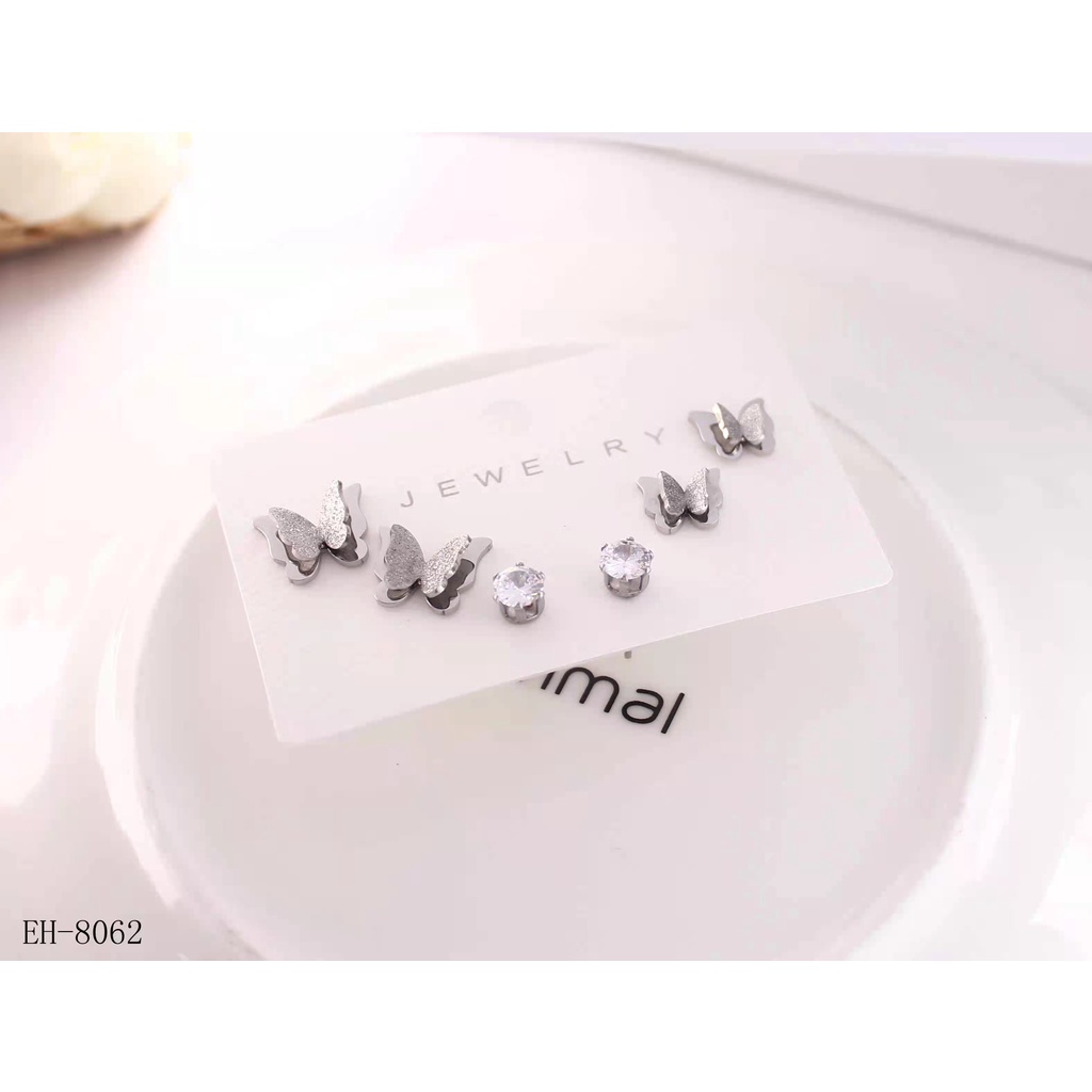 Anting titanium perhiasan fashion 8087,8062