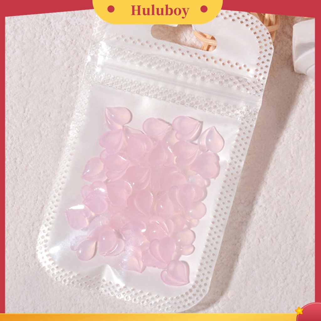 Huluboy Huluboy♡ 50pcs / Set Ornamen Kuku 3D Bentuk Hati Dapat Berubah Warna Untuk Dekorasi Nail Art