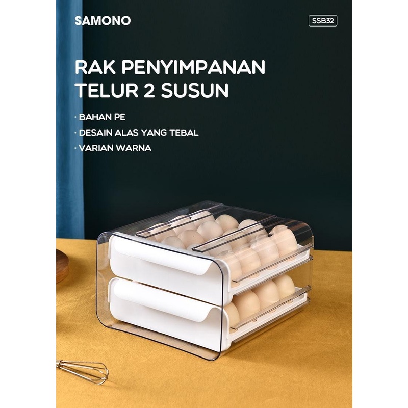 SAMONO SSB32 TEMPAT PENYIMPANAN TELUR / EGG BOX 2 SUSUN KOTAK PLASTIK