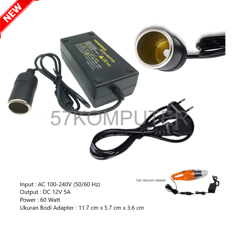 Charger Adaptor Lighter Mobil Converter Konverter 220V AC To 12V 5A