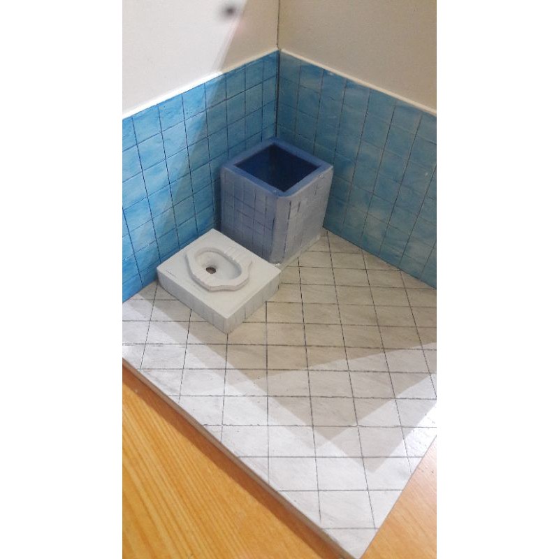 Diorama Miniatur Kamar mandi WC Jongkok 1:12