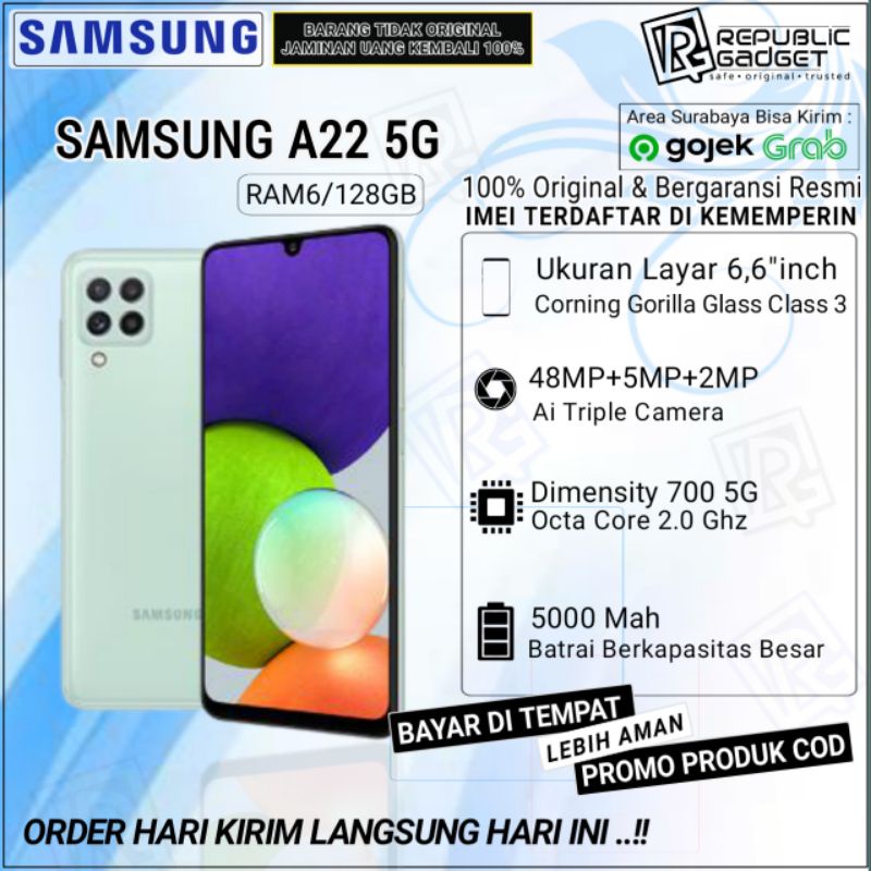 Samsung Galaxy A22 5G RAM6/128GB Garansi Resmi SEIN 1 Tahun Samsung Resmi Indonesia