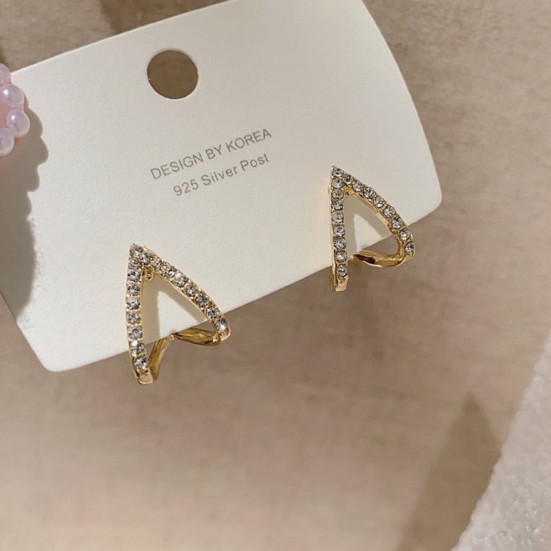 Anting zircon Geometris Gaya Korea