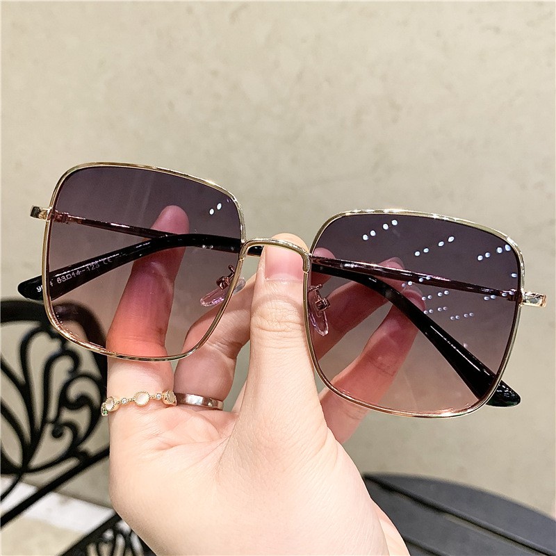 KACAMATA FASHON STYLE KOREA SUNGLASSES PRIA WANITA SQUARE VINTAGE KACA MATA ANTI UV KACAMATA IMOPRT KACAMATA BESAR Hitam