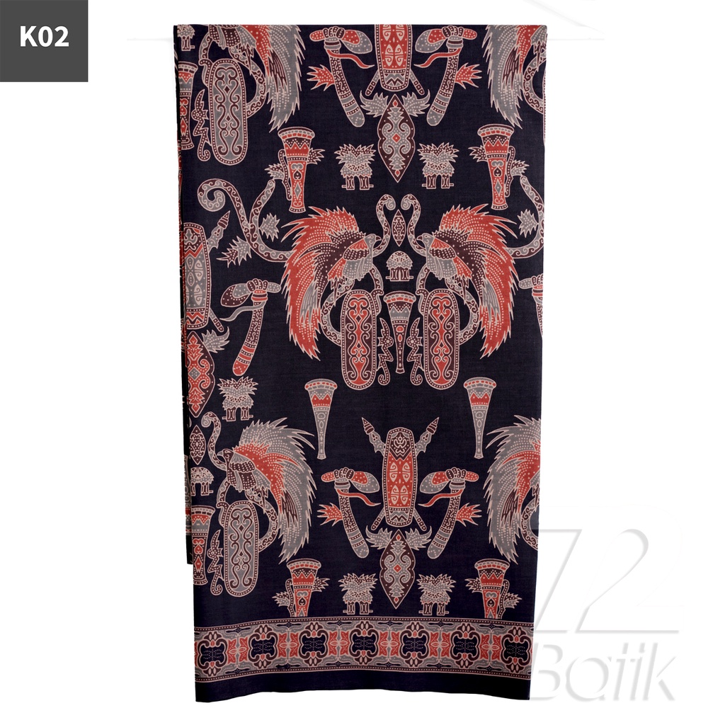 KAIN BATIK PREMIUM Bahan Katun Motif Burung Adat Warna Orange 722386 Cap 72 Jarik Jarit Samping Kebat Panjang Batik Katun Modern Premium Bahan Seragam Batik Pernikahan Kantor Keluarga Murah Kamen Jadi Batik Bali Lembaran