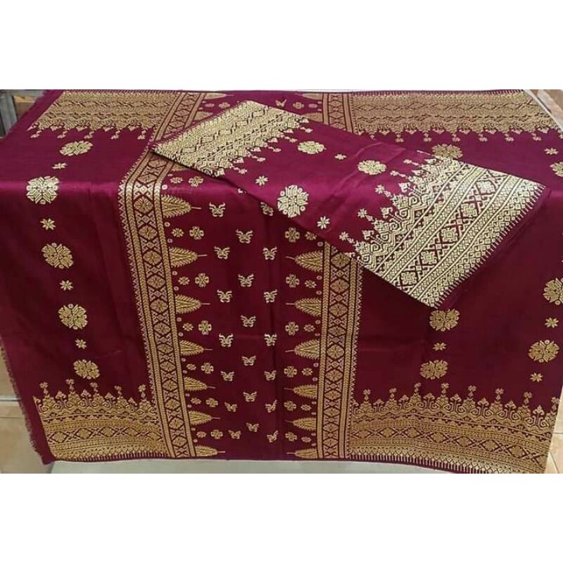 

Set Songket Palembang Motif Bunga Cina edisi merah