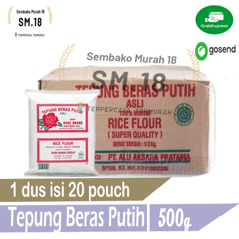 Tepung Beras Putih Rose Brand 500gr Perdus isi 20Pcs - Grosir