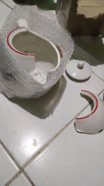 Teko + Tutup Keramik Ayam Jago Seri 2 - Teko Bulat