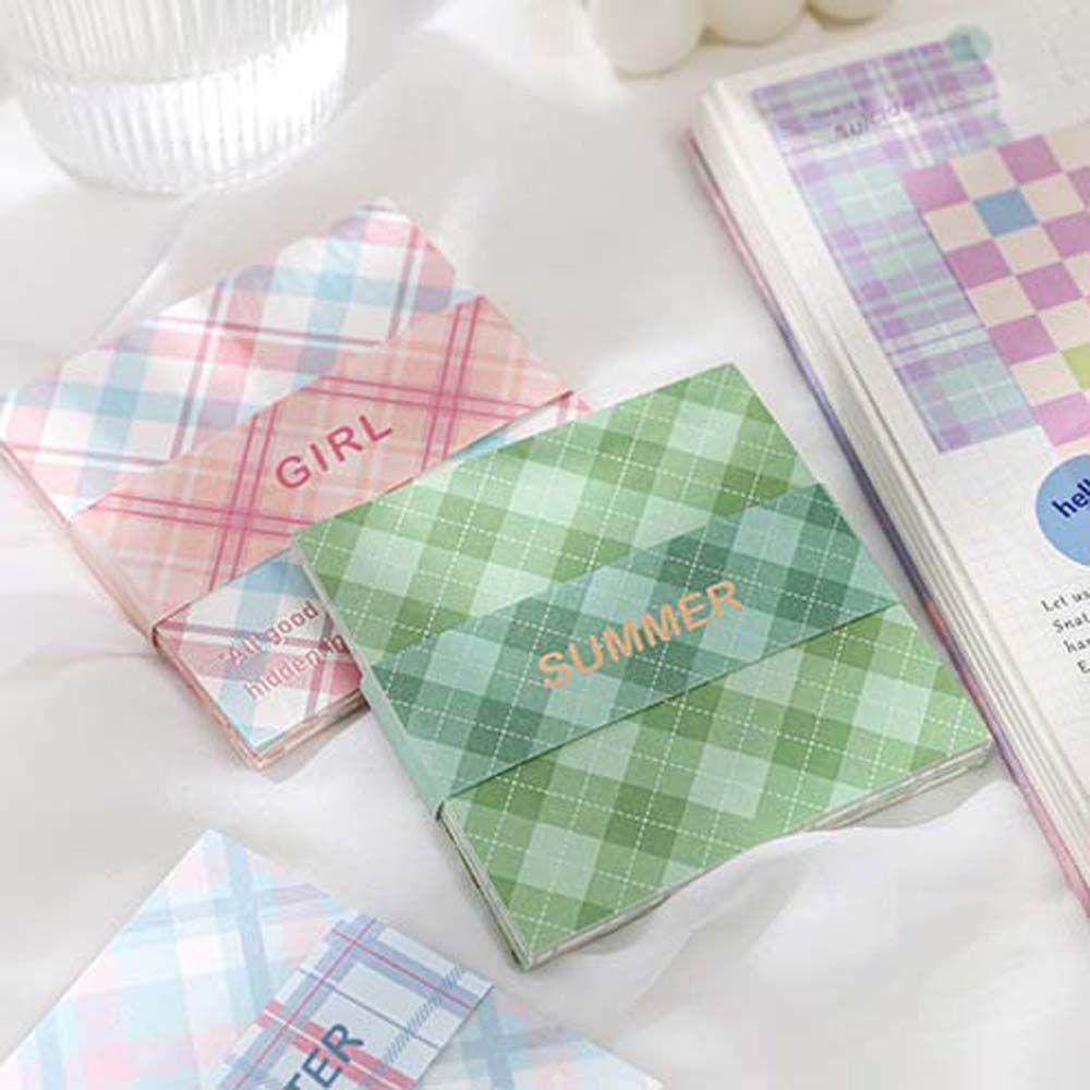 LANFY Memo Pads Colorful 50lembar Alas Tulisan Checkerboard Diary Stationery Flakes Collage Card Planner Kertas