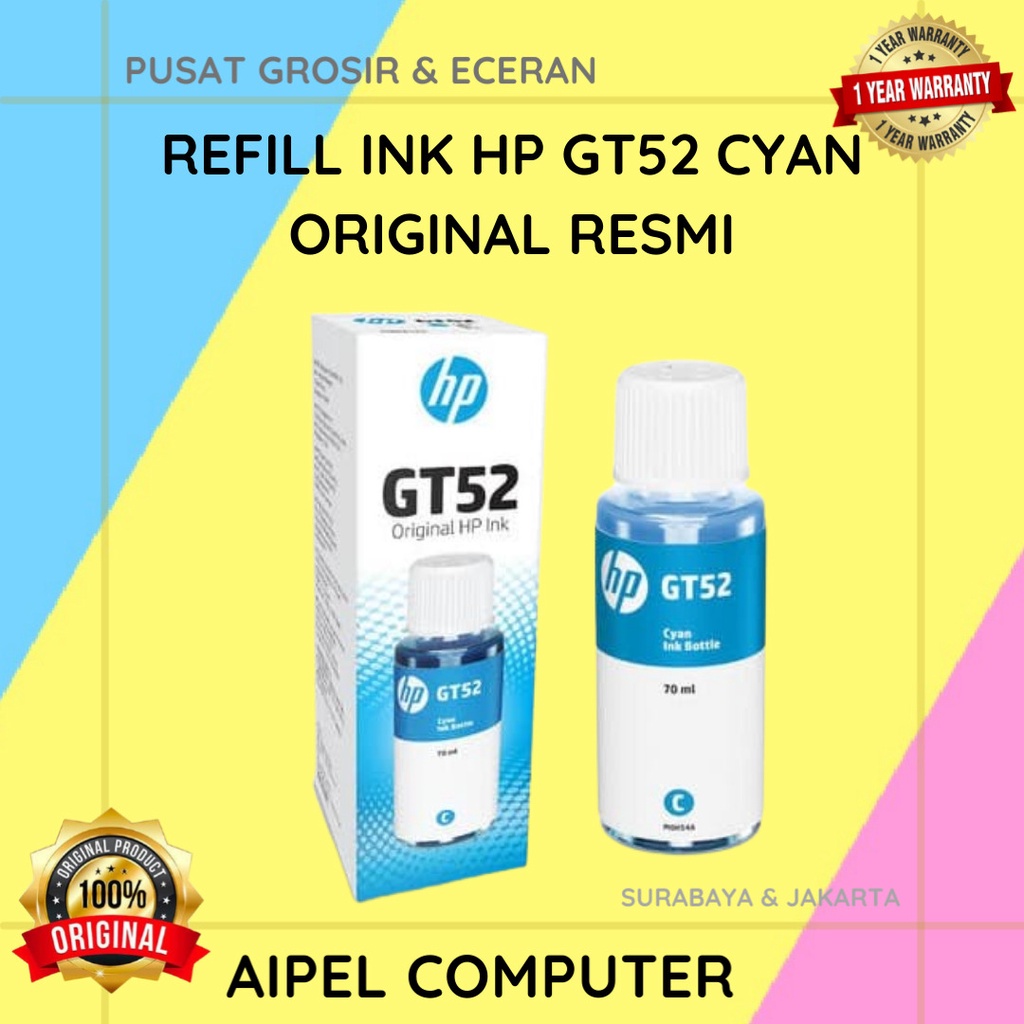 GT52C | REFILL INK HP GT52 CYAN ORIGINAL RESMI