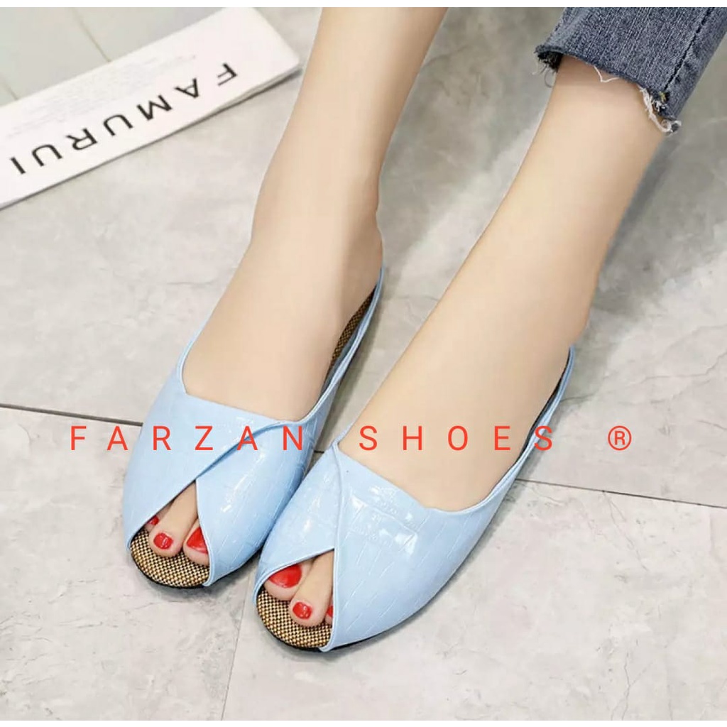 BEST SELLER FLATSHOES WANITA GLOSSY TERBARU MWN 02 SERBA SHOES