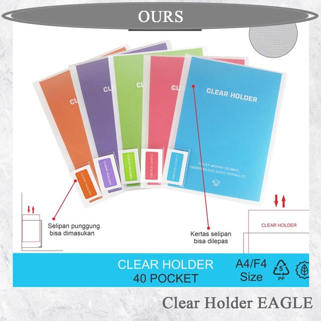 

Clear Holder / Display Book / E 328 Warna Neon EAGLE FC/F4 40 Pocket