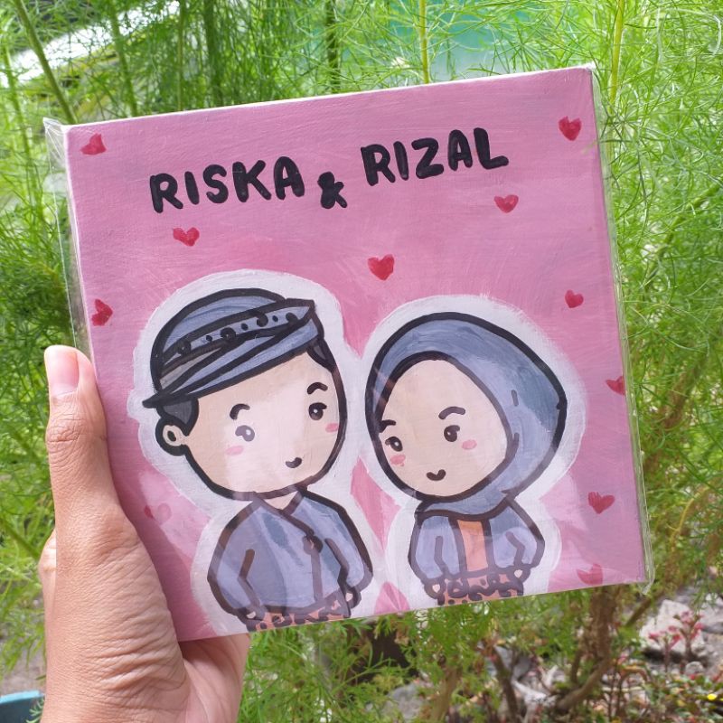 

KANVAS LUKIS MINI 15x15 20x20 GIFT KADO WISUDA WEDDING ANIVERSARY [TEMAN_CIBI]