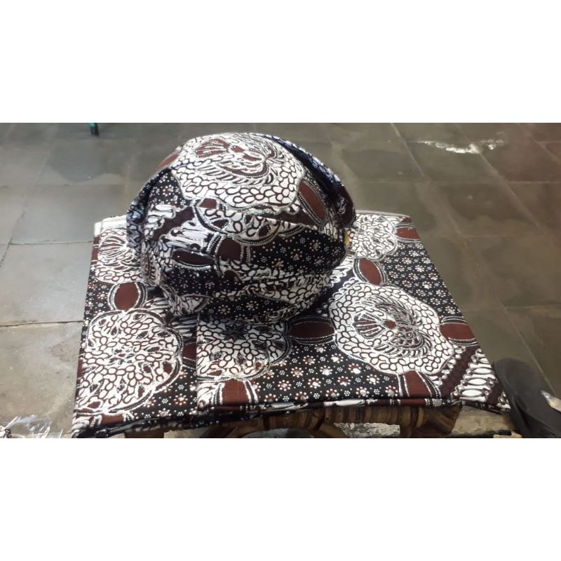 set jarit batik lembaran prada silver + blangkon solo