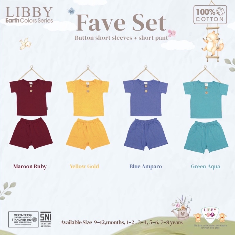 LIBBY EARTH SERIES Stelan Oblong Pendek Celana Pendek Anak 9-12m, 1-2y, 3-4y