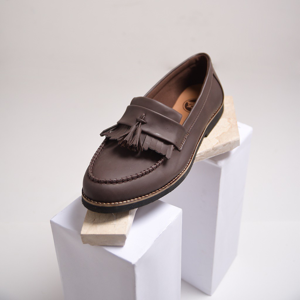 AARON BROWN - Sepatu Loafers Pria Kulit Kasual Klasik Formal Kerja Kuliah Pria/Cowok - Loafer