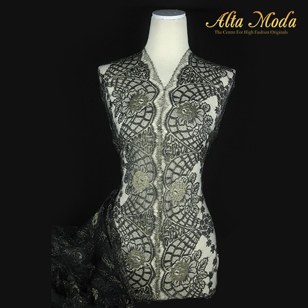 

Alta Moda Brokat Perancis Refined Geometric Floral Abstract Black