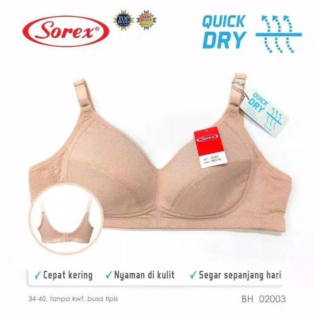 SOREX Bra Basic Pori Pori Quick Dry 02003 Busa Tipis Tanpa Kawat Original