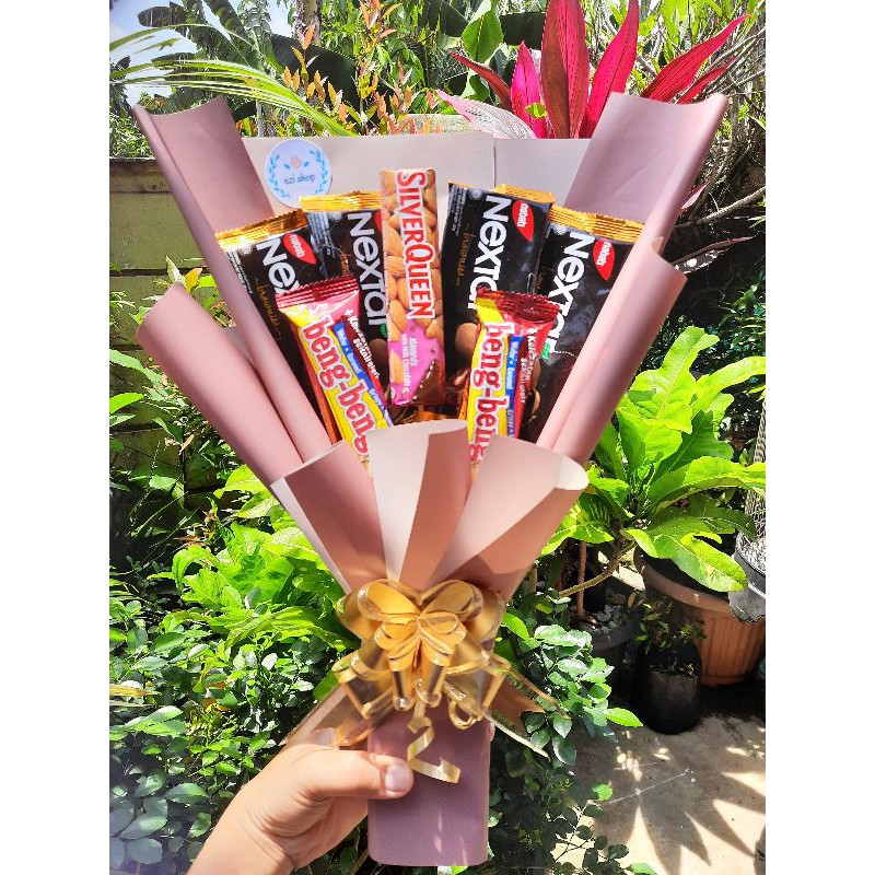 Buket Snack dan Coklat/buket coklat/buket snack/buket bunga