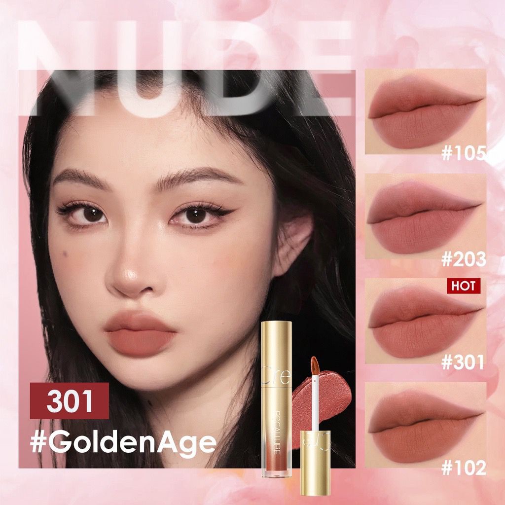 BPOM Focallure Air Mist Lip Cream Velvet Matte Silky-Smooth Waterproof Lipstik #GoldenAge Lipcream FA344