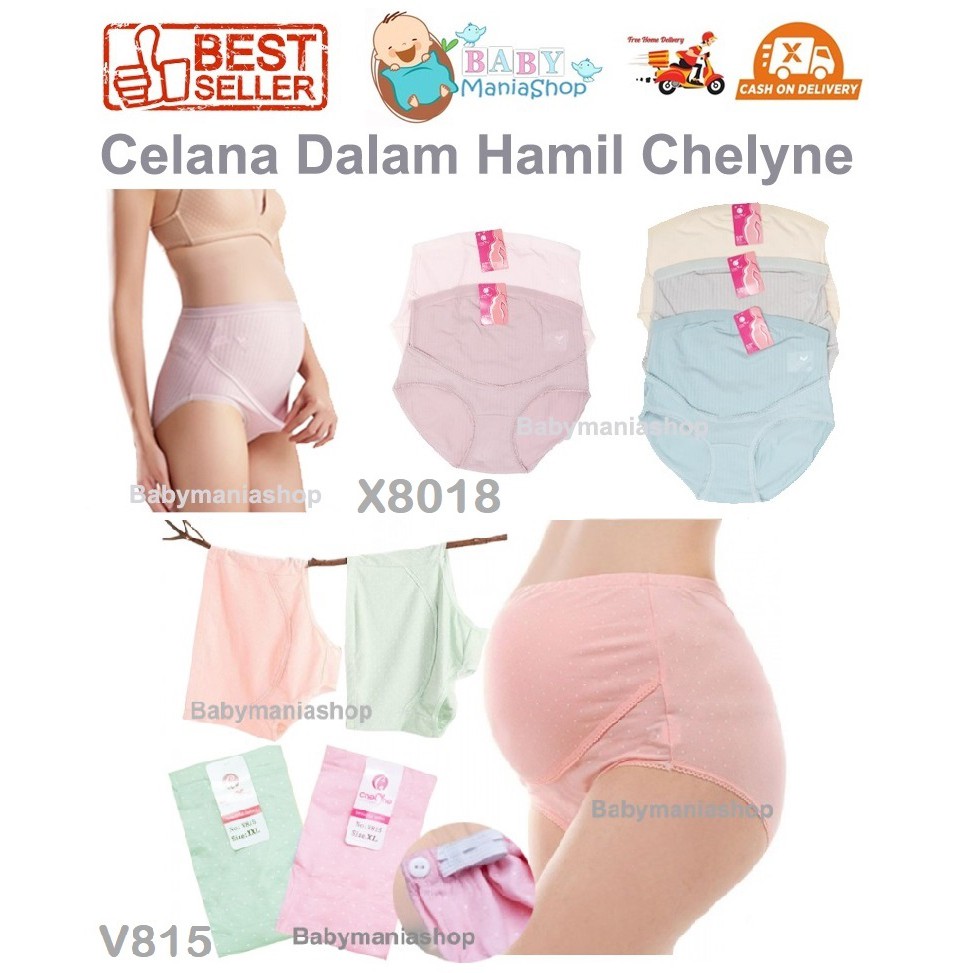 Celana Dalam Hamil Chelyne Berkancing Pakaian Dalam Sepinggul CD Hamil X8018 V815 Babymaniashop