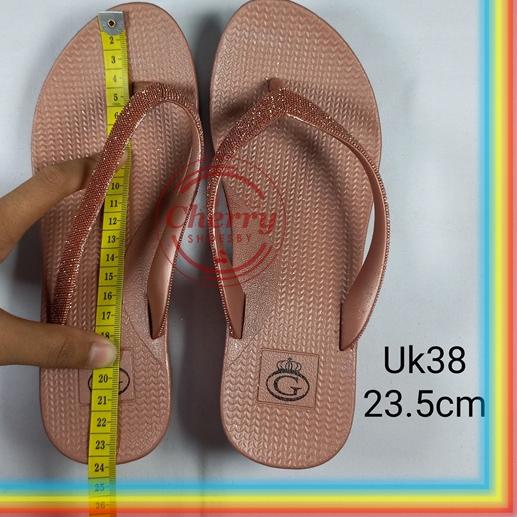 L1895AY1 Sandal Wedges Karet Wanita Glanzton Glitter Gliter Blink Sendal Jepit Wedges Cewek Premium