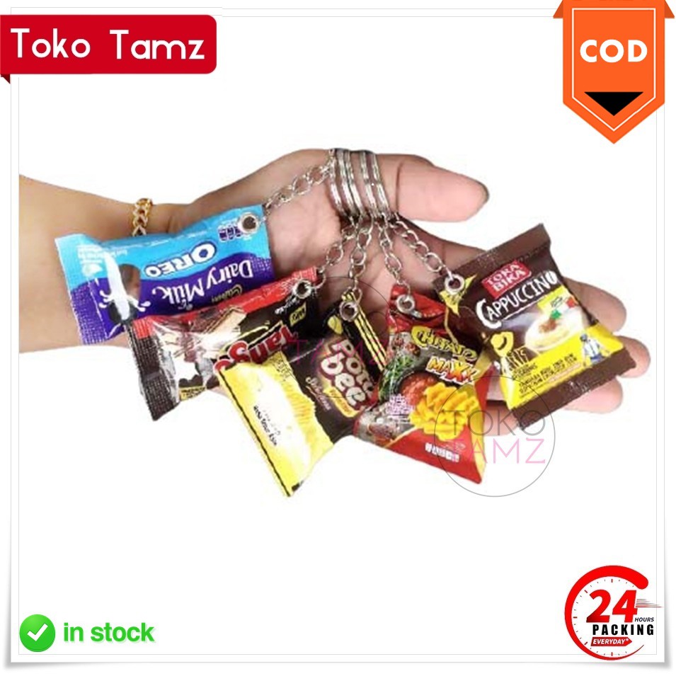 COD MAKASSAR Gantungan Kunci Miniatur Snack Minuman Ganci Souvenir Shopee Online Shop Toko Tamz