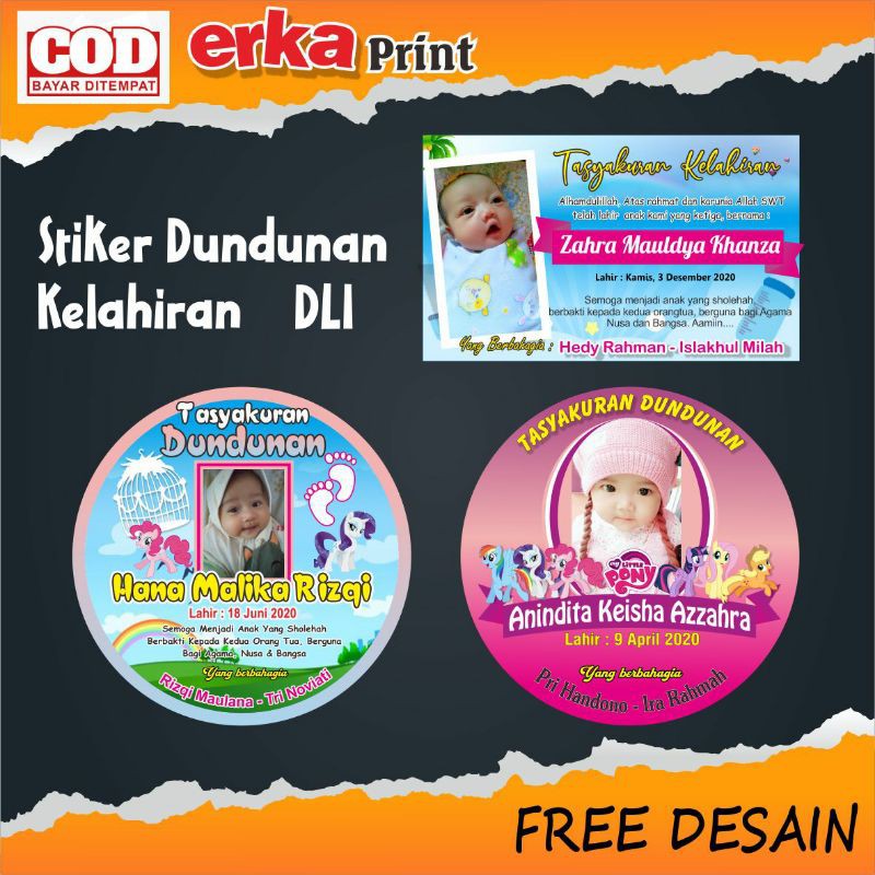 

Cetak stiker A3 Chromo ,Cetak Stiker kelahiran / Stiker dundunan / Stiker tedak sinten/ Stiker aqiqah / Cetak stiker Free Desain ,Custom