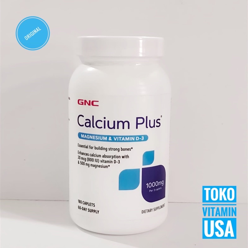 GNC Calcium Plus Magnesium & Vitamin D-3 1000mg 180 Caplets
