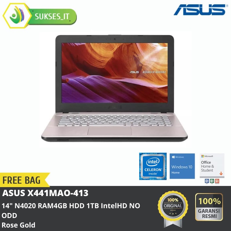 ASUS X441MAO-413 (14"/N4020/4GB/1TB/IntelHD/W10/RoseGold/NO ODD)
